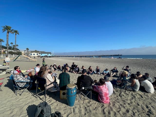 Aspire alumni group gathering on the beach