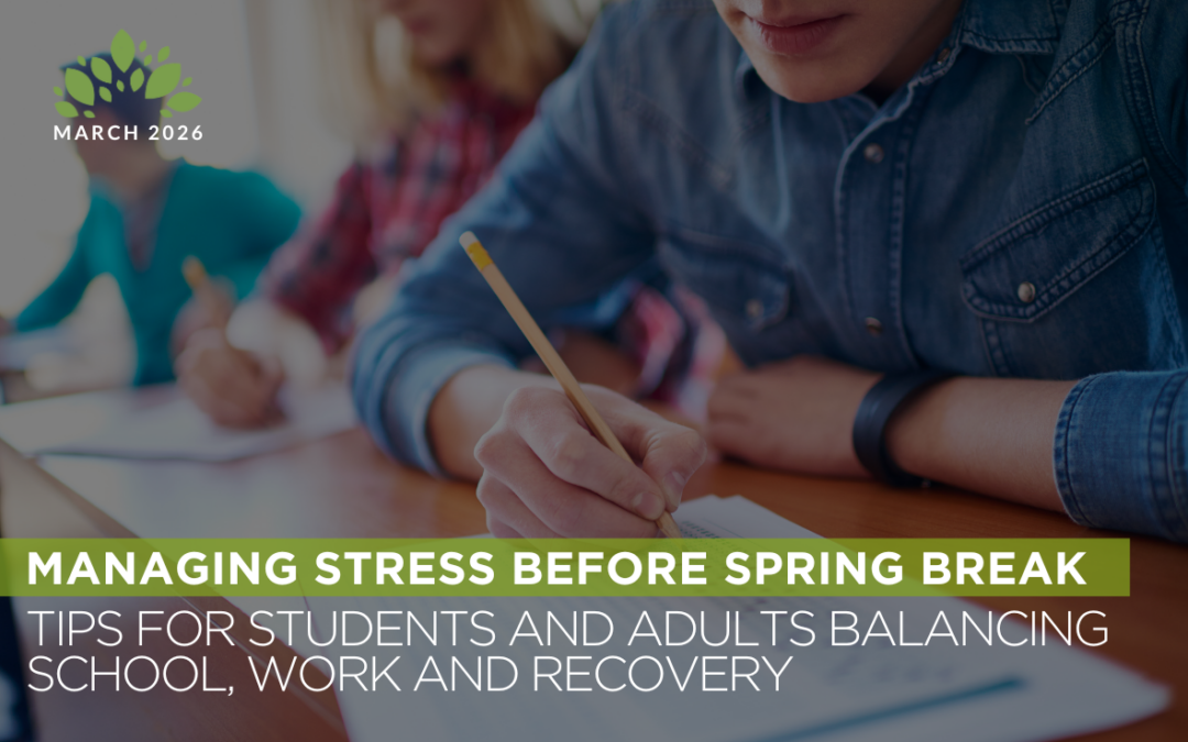 Young adult practicing stress management before spring break during recovery